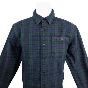 BEST MADE CO Plaid Button Down Shirt Men's Size L Green Blue Wool Blend
